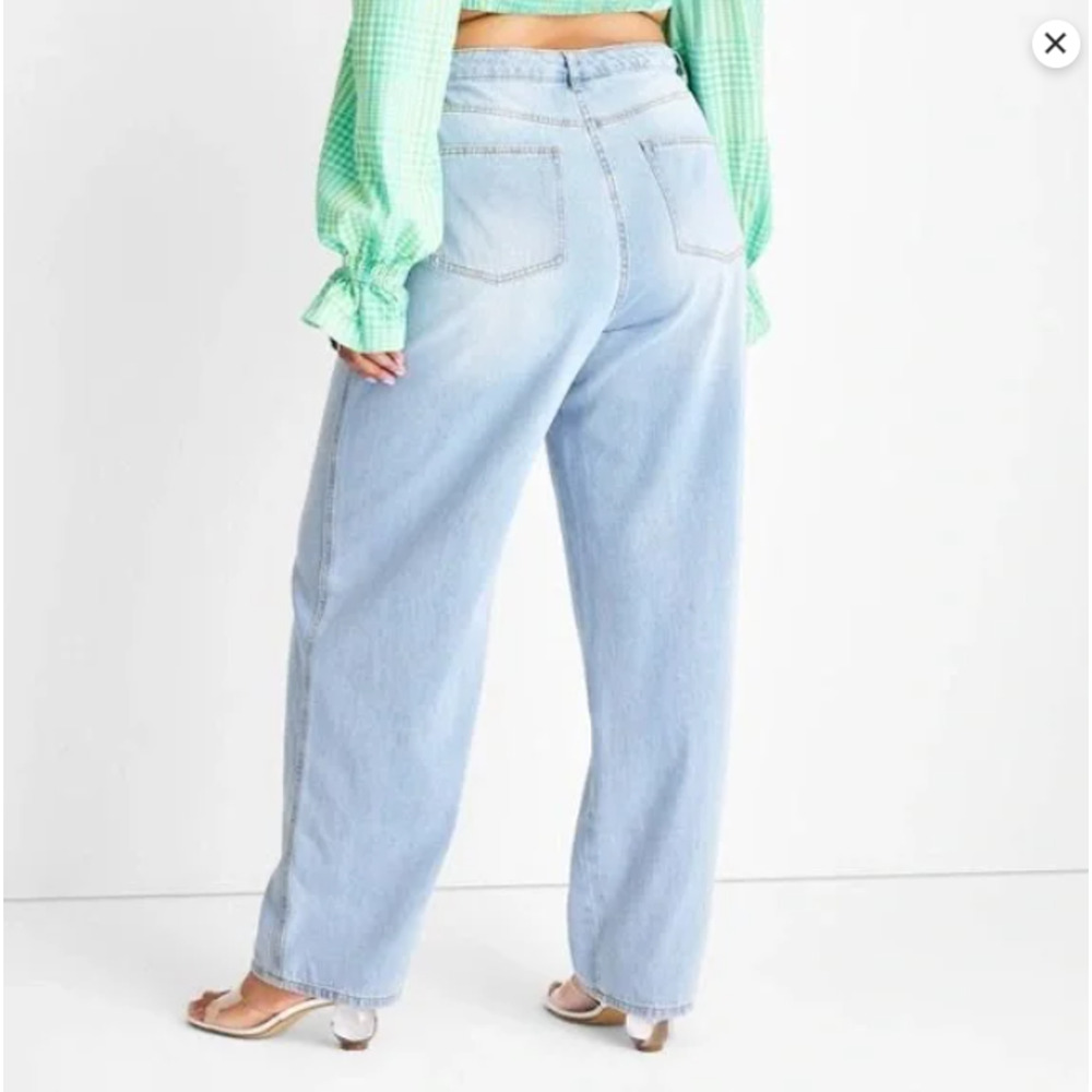 NEW Future Collective Women's Mid-Rise Baggy Fit Jeans - Blue Size 24